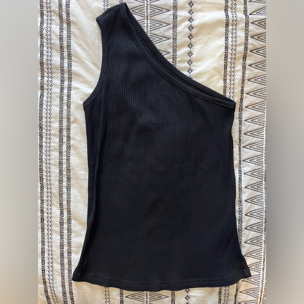 Women's Ribbed One Shoulder Tank Top Sexy Sleeveless Tops Basic Cami Shirts